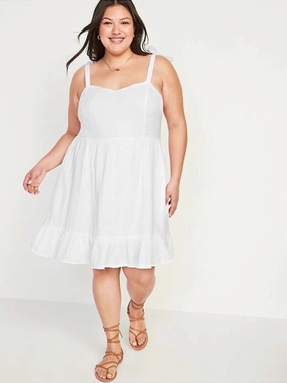 Old Navy Tie-Shoulder Mini Cami Swing Dress White XXL